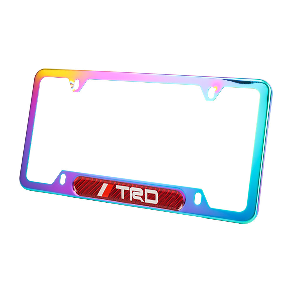 Brand New Universal 1PCS TRD Neo Chrome Metal License Plate Frame