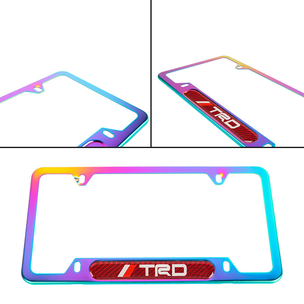 Brand New Universal 1PCS TRD Neo Chrome Metal License Plate Frame