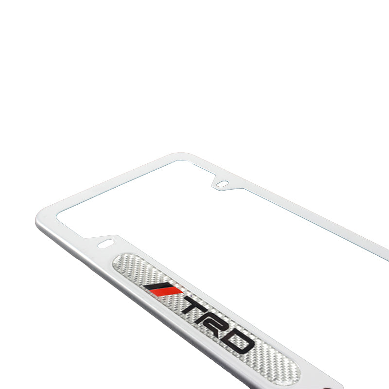 Brand New Universal 2PCS TRD Silver Metal License Plate Frame