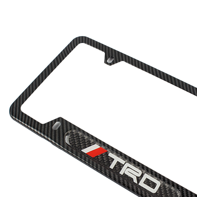 Brand New Universal 2PCS TRD Carbon Fiber Look Metal License Plate Frame