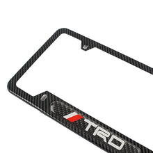 Load image into Gallery viewer, Brand New Universal 2PCS TRD Carbon Fiber Look Metal License Plate Frame