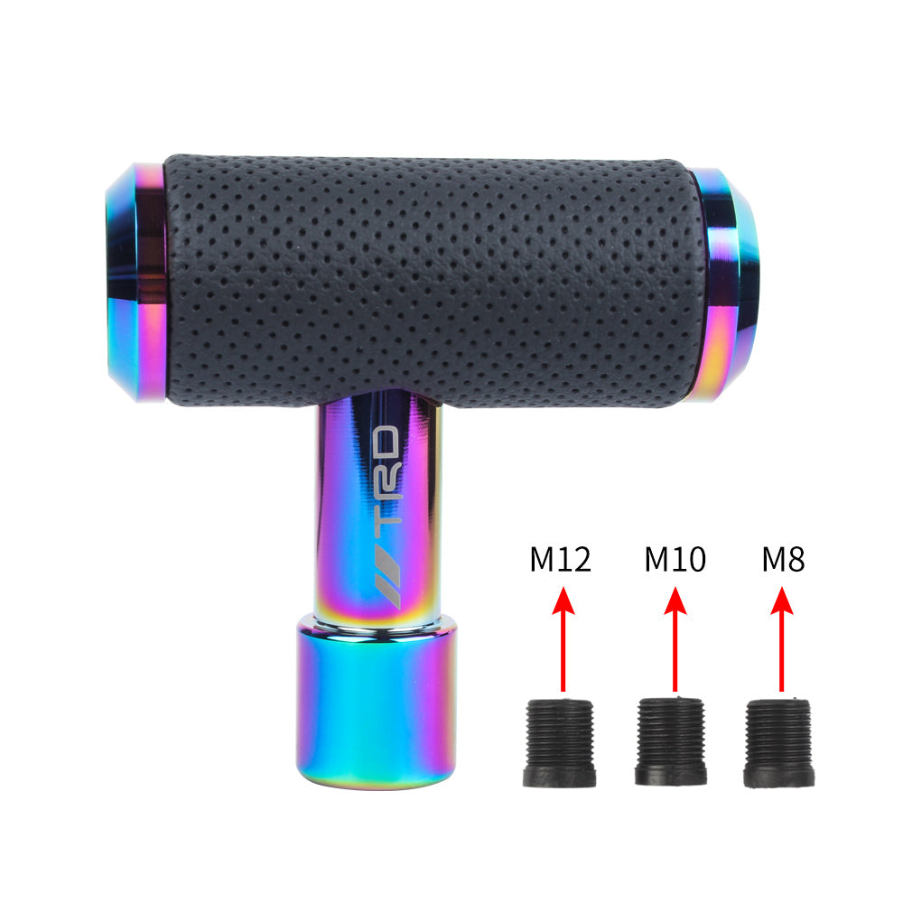 Brand New Universal TRD Neo Chrome Aircraft Joystick Aluminum Leather Car Gear Shift Knob Shifter Lever Head M8 M10 M12