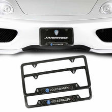 Load image into Gallery viewer, Brand New Universal 2PCS Volkswagen Carbon Fiber Look Metal License Plate Frame