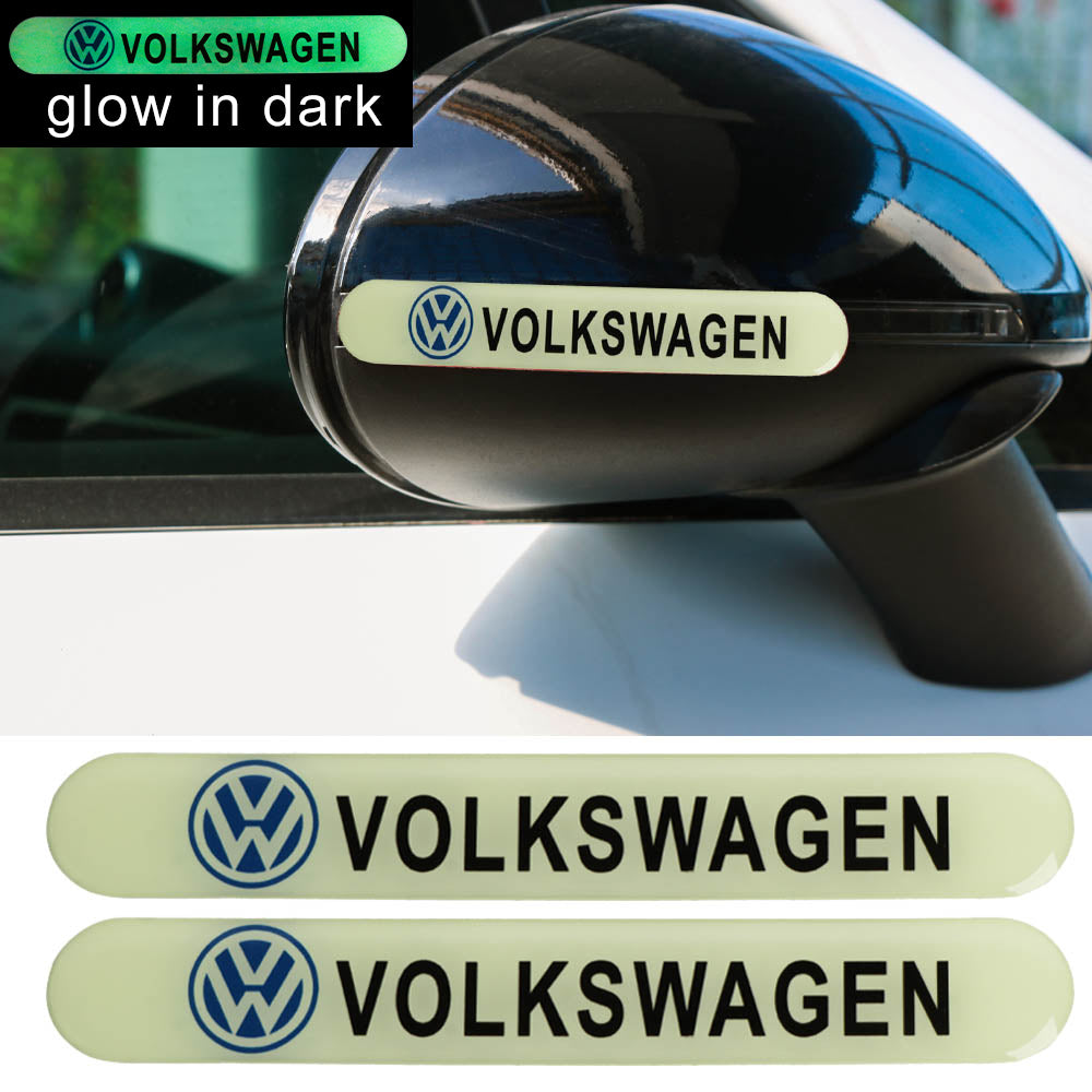 Brand New 2PCS VOLKSWAGEN Glows in Dark Green Car Trunk Side Fenders Door Badge Scratch Guard Sticker