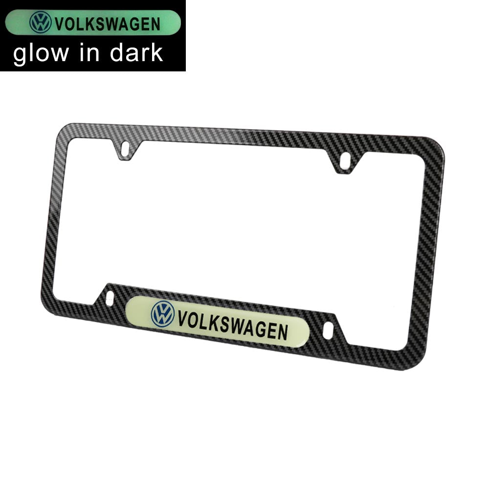 Brand New Universal 2PCS VOLKSWAGEN Carbon Fiber Style Metal License Plate Frame