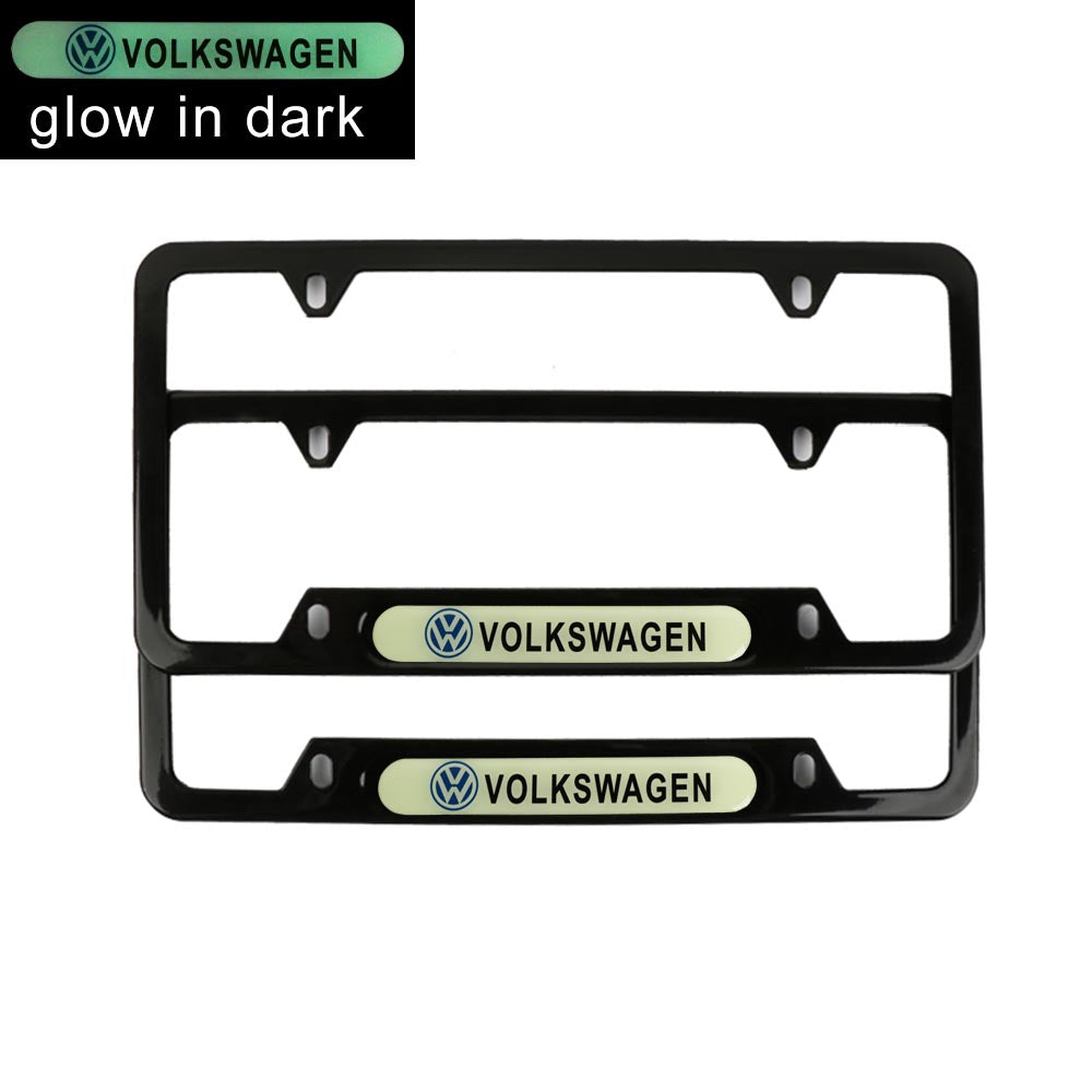 Brand New Universal 2PCS VOLKSWAGEN Black Metal License Plate Frame