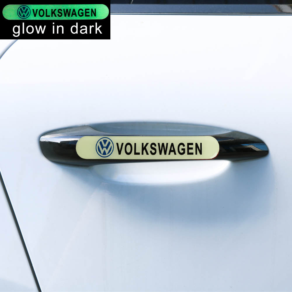 Brand New 2PCS VOLKSWAGEN Glows in Dark Green Car Trunk Side Fenders Door Badge Scratch Guard Sticker