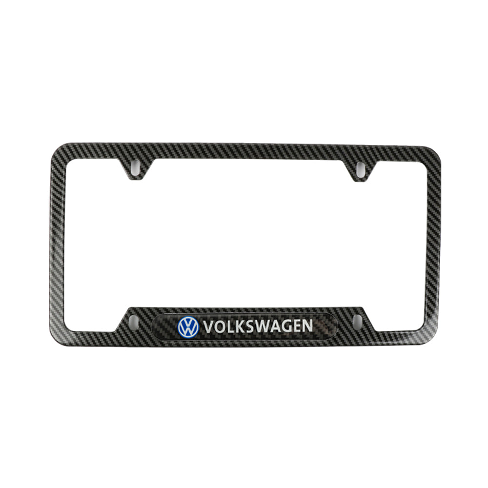 Brand New Universal 2PCS Volkswagen Carbon Fiber Look Metal License Plate Frame