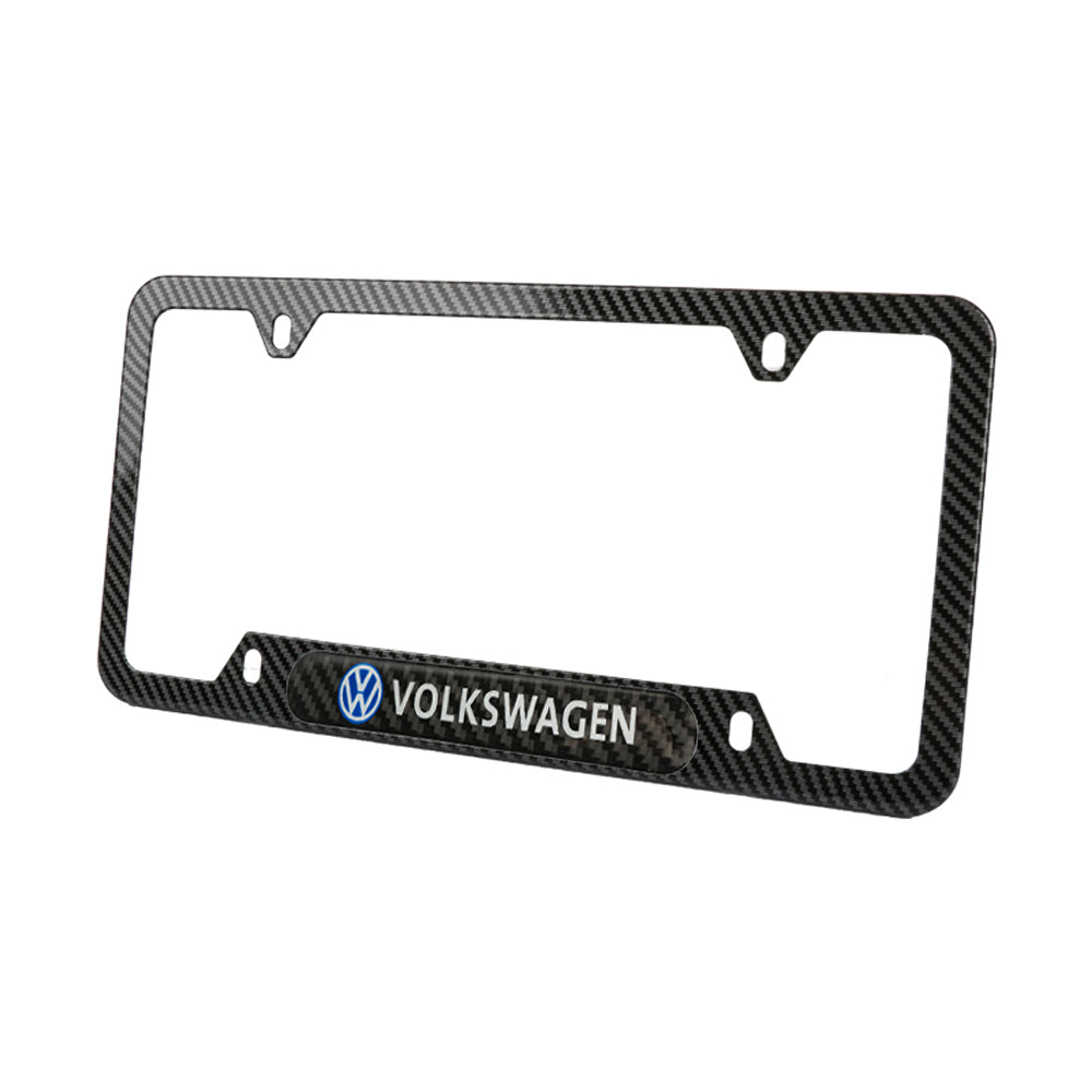 Brand New Universal 2PCS Volkswagen Carbon Fiber Look Metal License Plate Frame