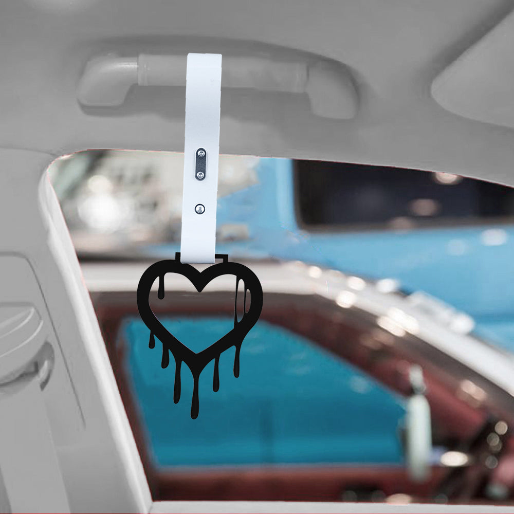 Brand New Drip Heart Black JDM TSURIKAWA Ring Subway Train Bus Handle White Strap Charm Drift