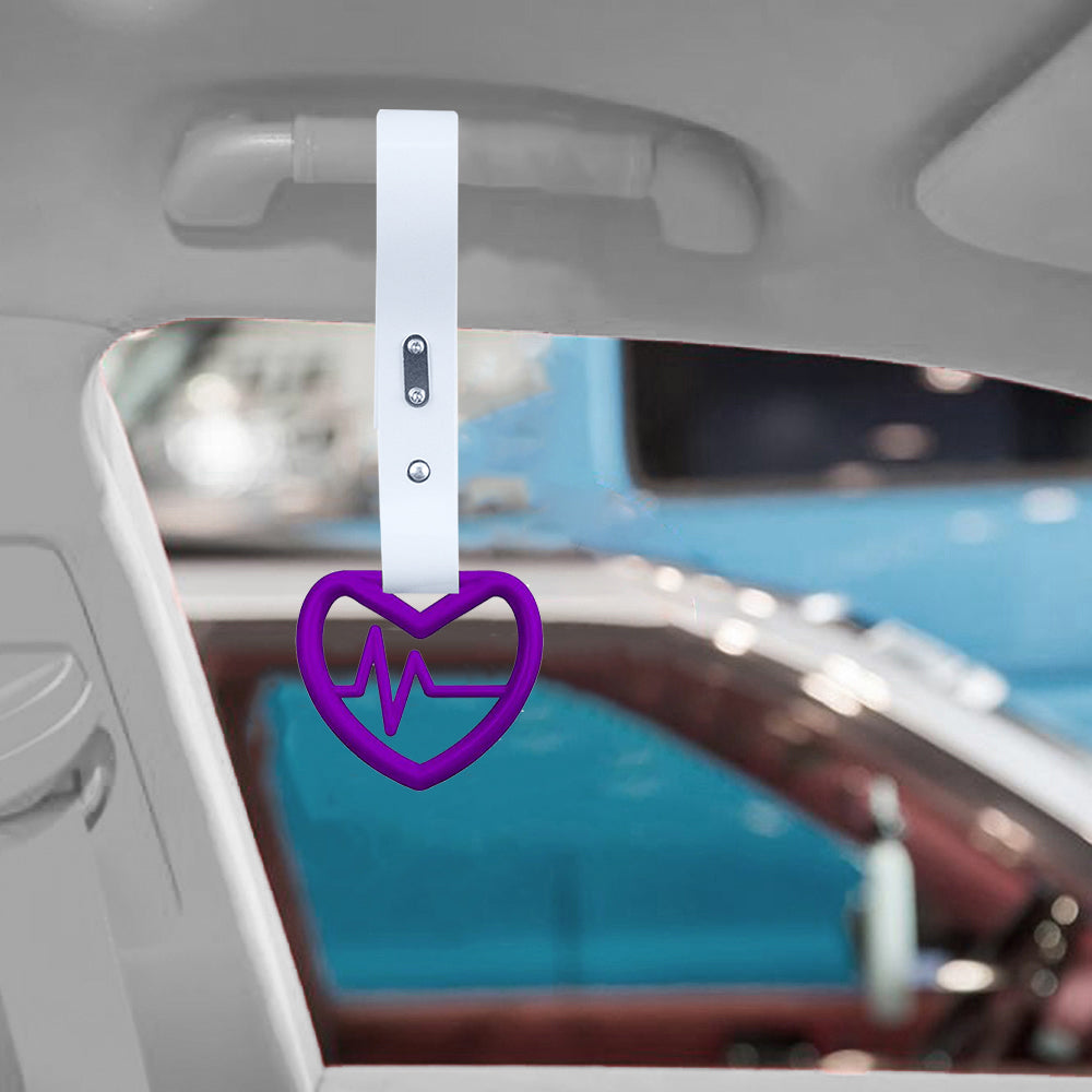 Brand New Heartbeats Purple JDM TSURIKAWA Ring Subway Train Bus Handle White Strap Charm Drift