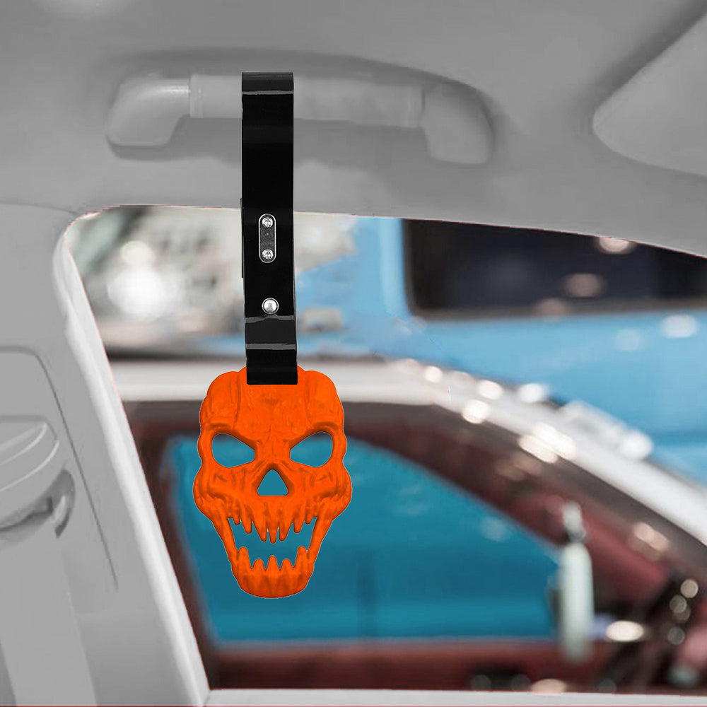 Brand New Skull Head Orange JDM TSURIKAWA Ring Subway Train Bus Handle Black Strap Charm Drift