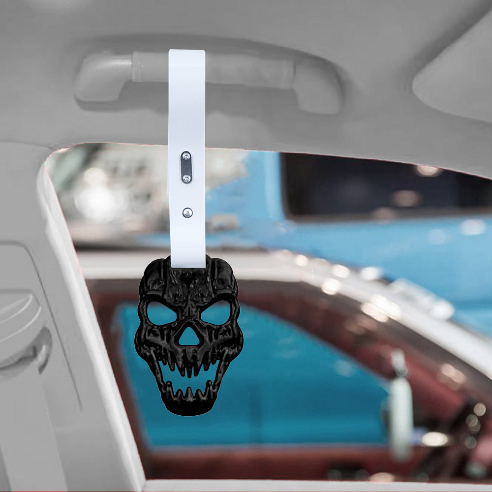 Brand New Skull Head Black JDM TSURIKAWA Ring Subway Train Bus Handle White Strap Charm Drift