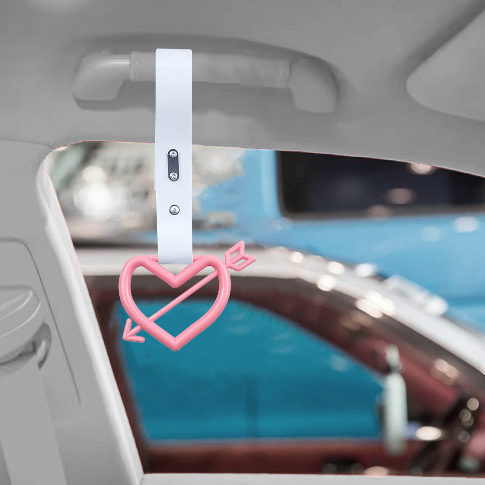 Brand New Arrow Heart Love Pink JDM TSURIKAWA Ring Subway Train Bus Handle White Strap Charm Drift