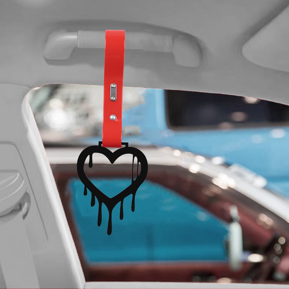 Brand New Drip Heart Black JDM TSURIKAWA Ring Subway Train Bus Handle Red Strap Charm Drift