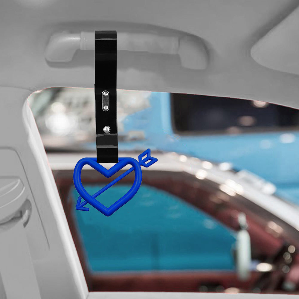 Brand New Arrow Heart Love Blue JDM TSURIKAWA Ring Subway Train Bus Handle Black Strap Charm Drift