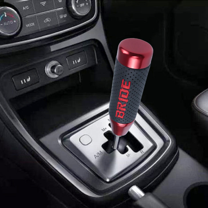 Brand New 13CM Red Universal Bride Aluminum +Leather Gear Shift Knob Shifter Lever Head M8 M10 M12