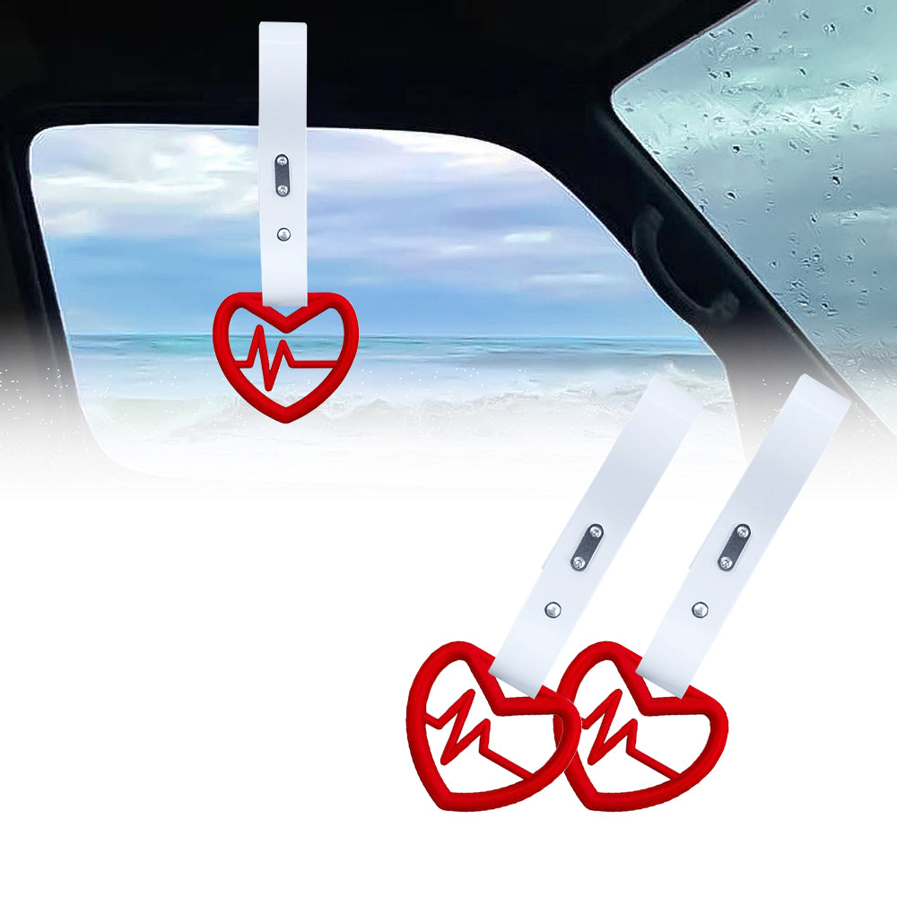 Brand New Heartbeats Red JDM TSURIKAWA Ring Subway Train Bus Handle White Strap Charm Drift