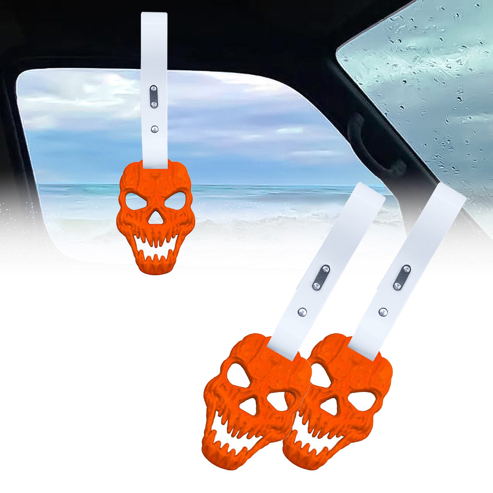 Brand New Skull Head Orange JDM TSURIKAWA Ring Subway Train Bus Handle White Strap Charm Drift