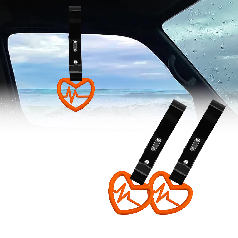 Brand New Heartbeats Orange JDM TSURIKAWA Ring Subway Train Bus Handle Black Strap Charm Drift