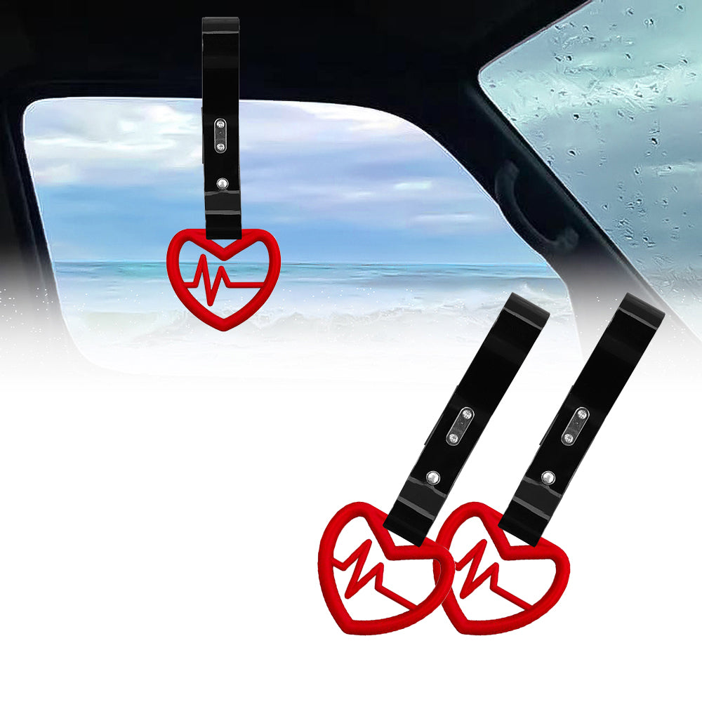 Brand New Heartbeats Red JDM TSURIKAWA Ring Subway Train Bus Handle Black Strap Charm Drift