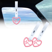 Load image into Gallery viewer, Brand New Heartbeats Pink JDM TSURIKAWA Ring Subway Train Bus Handle White Strap Charm Drift