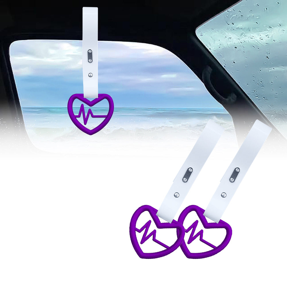 Brand New Heartbeats Purple JDM TSURIKAWA Ring Subway Train Bus Handle White Strap Charm Drift