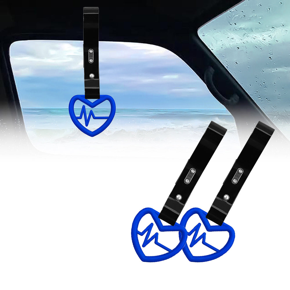 Brand New Heartbeats Blue JDM TSURIKAWA Ring Subway Train Bus Handle Black Strap Charm Drift