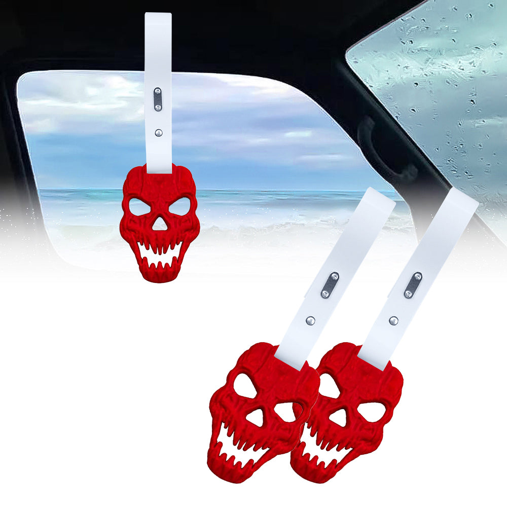 Brand New Skull Head Red JDM TSURIKAWA Ring Subway Train Bus Handle White Strap Charm Drift