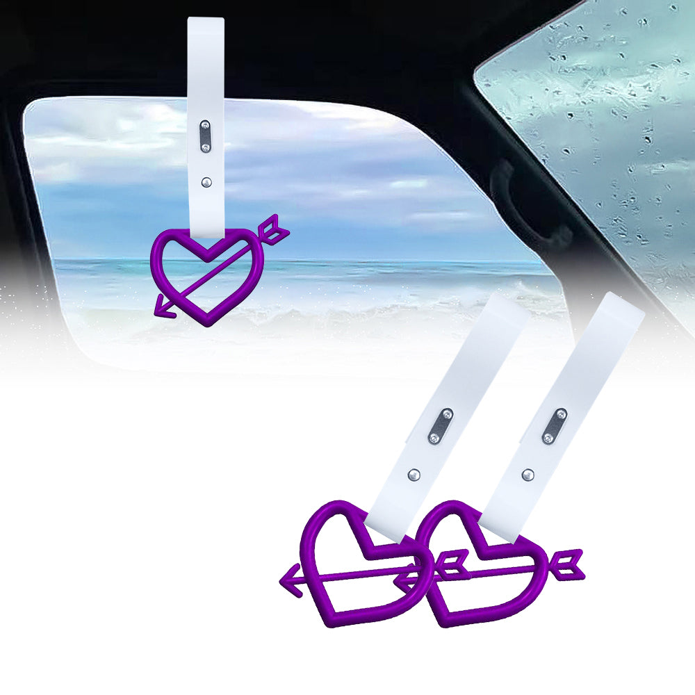 Brand New Arrow Heart Love Purple JDM TSURIKAWA Ring Subway Train Bus Handle White Strap Charm Drift