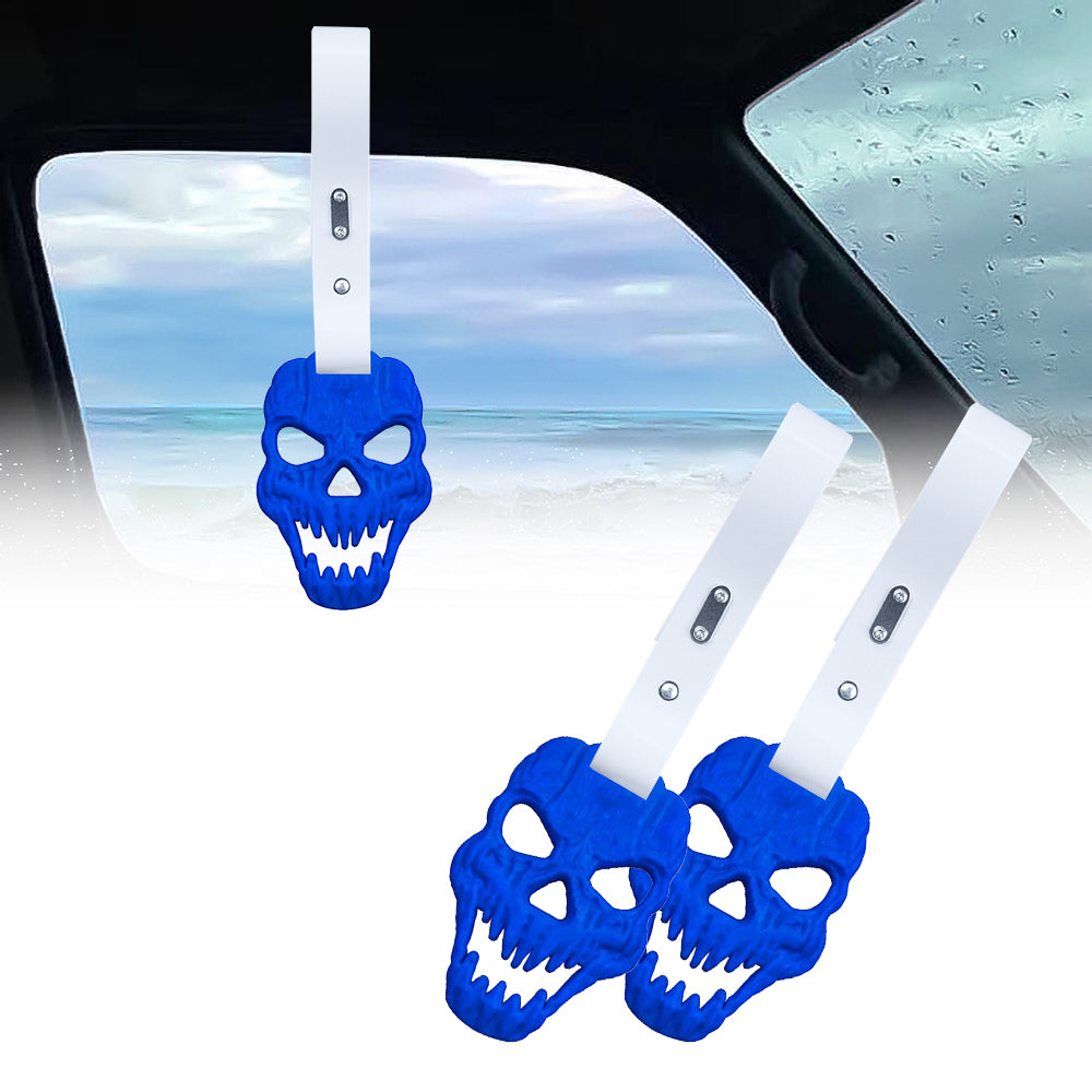 Brand New Skull Head Blue JDM TSURIKAWA Ring Subway Train Bus Handle White Strap Charm Drift