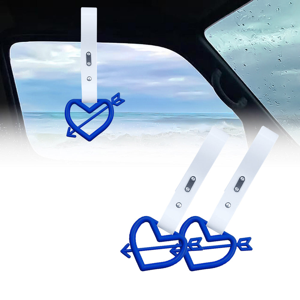 Brand New Arrow Heart Love Blue JDM TSURIKAWA Ring Subway Train Bus Handle White Strap Charm Drift