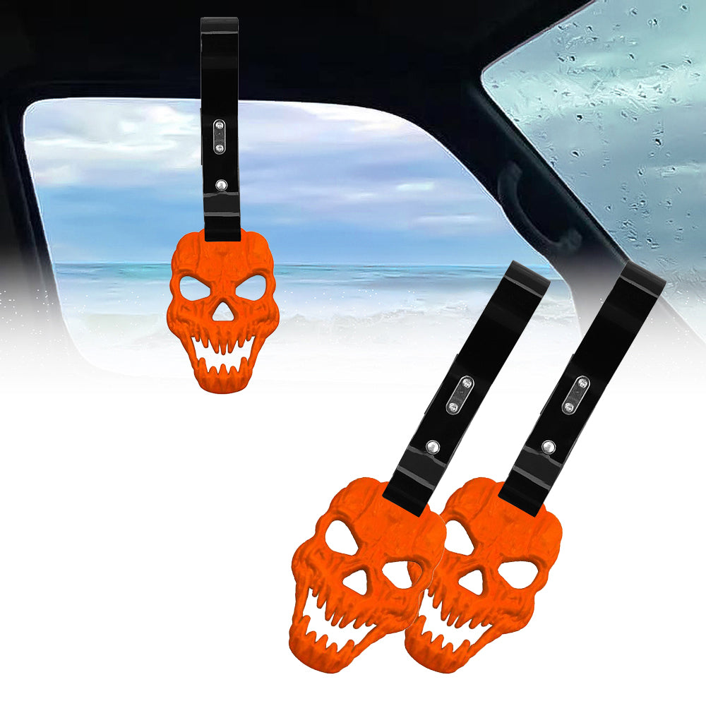 Brand New Skull Head Orange JDM TSURIKAWA Ring Subway Train Bus Handle Black Strap Charm Drift