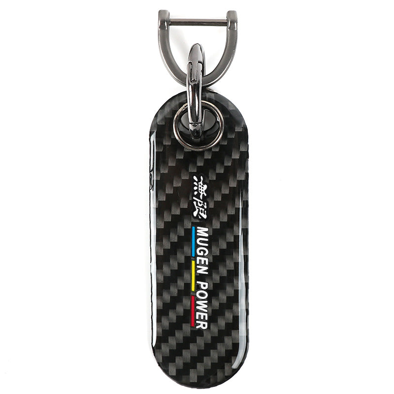 Brand New Universal 100% Real Carbon Fiber Keychain Key Ring Mugen Power