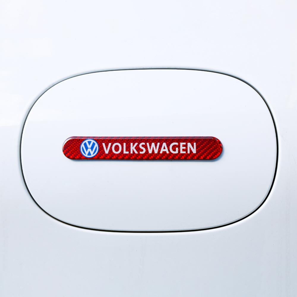 Brand New 2PCS Volkswagen Real Carbon Fiber Red Car Trunk Side Fenders Door Badge Scratch Guard Sticker