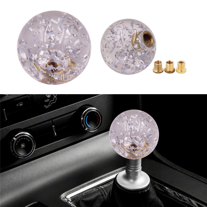 BRAND NEW Manual Gear Crystal Clear Glitter Round Ball Shift Knob Shifter Universal M8 M10 M12