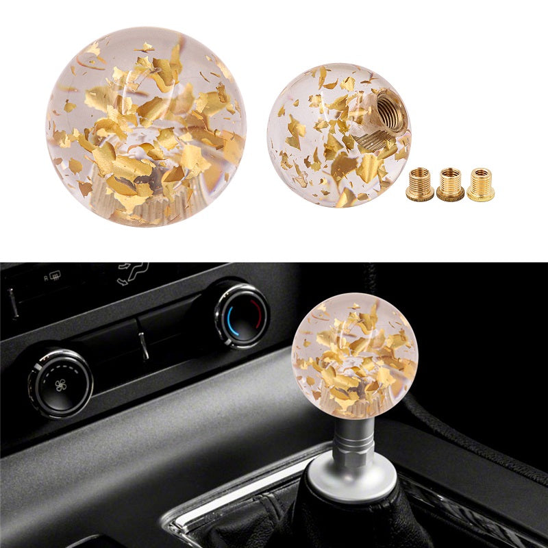 BRAND NEW Manual Gear Crystal Yellow Glitter Round Ball Shift Knob Shifter Universal M8 M10 M12