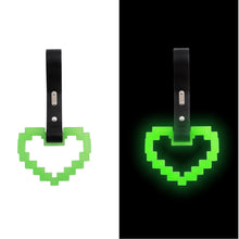 Load image into Gallery viewer, Brand New Minecraft Heart Green (Glows in the Dark) JDM TSURIKAWA Ring Subway Train Bus Black Handle Strap Charm Drift