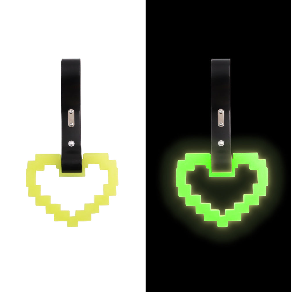 Brand New Minecraft Heart Yellow (Glows in the Dark) JDM TSURIKAWA Ring Subway Train Bus Black Handle Strap Charm Drift