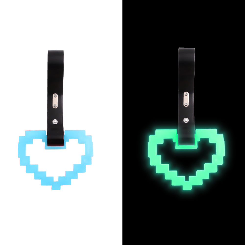 Brand New Minecraft Heart Teal (Glows in the Dark) JDM TSURIKAWA Ring Subway Train Bus Black Handle Strap Charm Drift