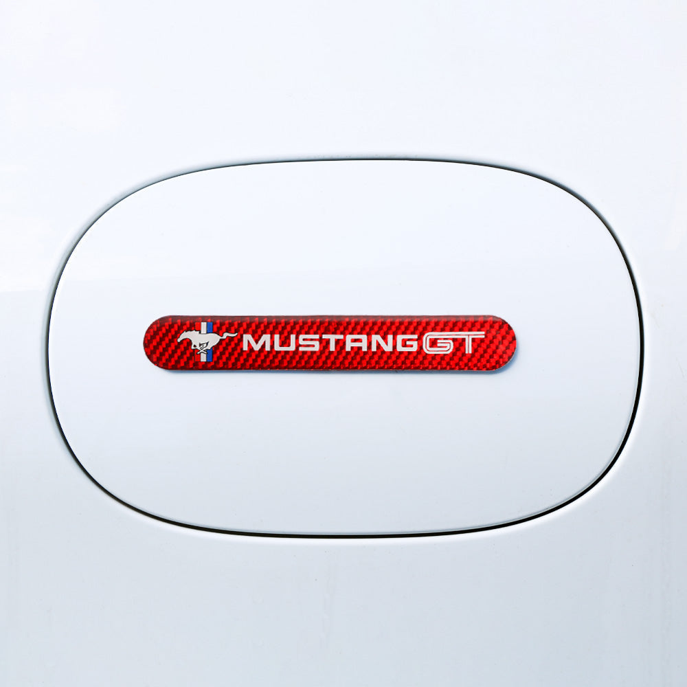 Brand New 8PCS Mustang GT Real Carbon Fiber Red Car Trunk Side Fenders Door Badge Scratch Guard Sticker