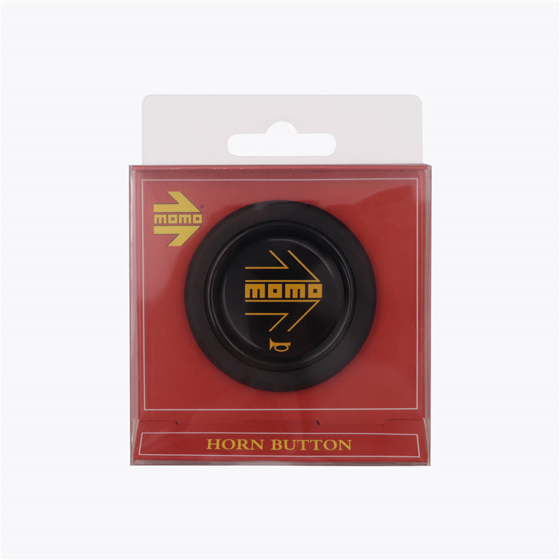 Brand New Universal Momo Car Horn Button Black/Yellow Steering Wheel Center Cap W/Packaging