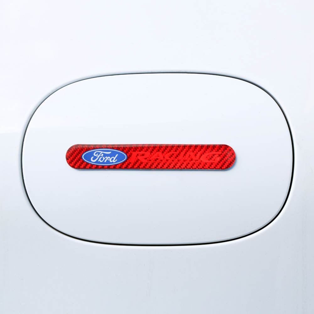 Brand New 1PCS Ford Racing Real Carbon Fiber Red Car Trunk Side Fenders Door Badge Scratch Guard Sticker