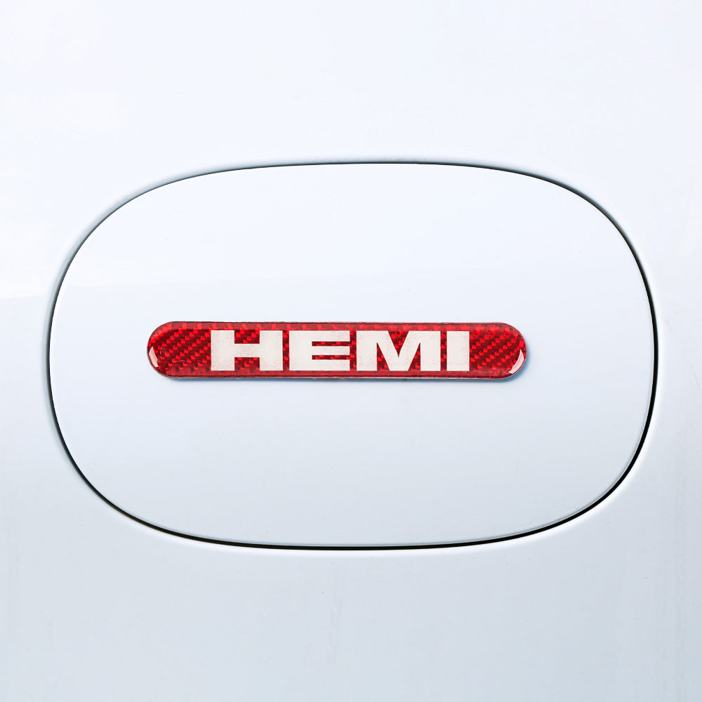 Brand New 4PCS HEMI Real Carbon Fiber Red Car Trunk Side Fenders Door Badge Scratch Guard Sticker