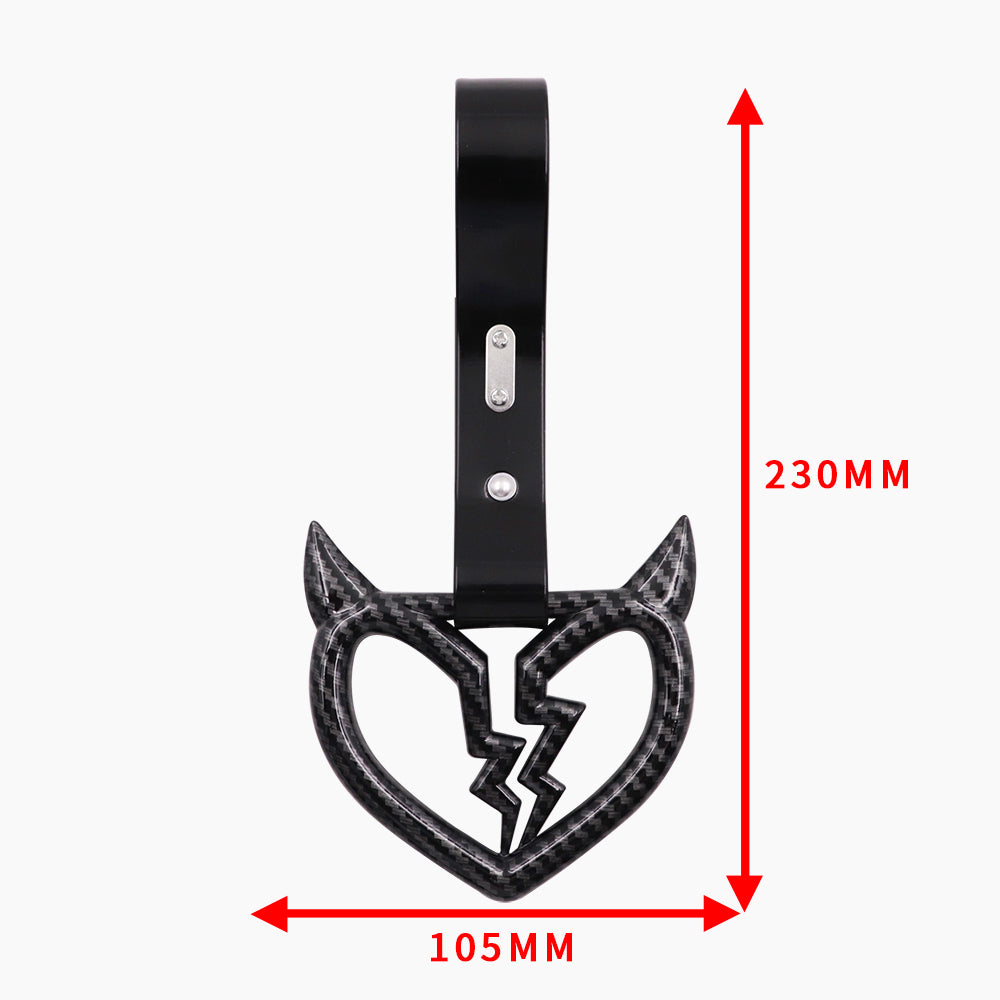 Brand New Devil Demon Broken Heart Carbon Fiber JDM TSURIKAWA Ring Subway Train Bus Handle Strap Charm Drift