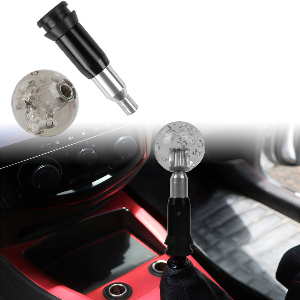 Brand New Universal Crystal Bubble Black Round Ball Automatic Transmission Shift Knob W/ Adapter