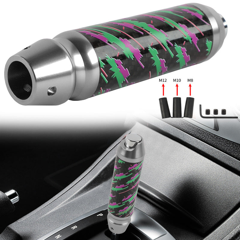 Brand New HKS Style Universal Real Carbon Fiber Silver Aluminum Automatic Transmission Racing Gear Shift Knob