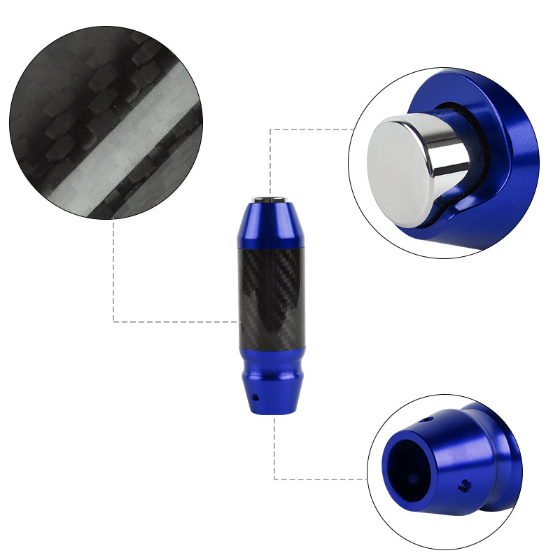 Brand New Universal Real Carbon Fiber Blue Aluminum Automatic Transmission Racing Gear Shift Knob