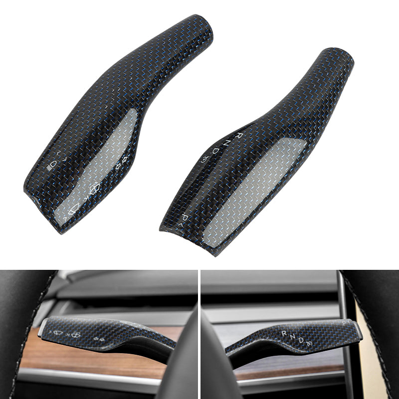 BRAND NEW Real Carbon Fiber Blue Steering Wheel Paddle Shift Trim Cover For Tesla Model 3 / Y