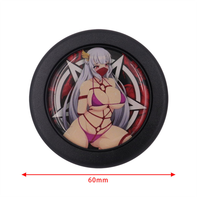 Brand New Universal Anime Hentai Car Horn Button Black Steering Wheel Center Cap